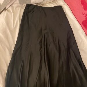 Black Satin MIDI Skirt